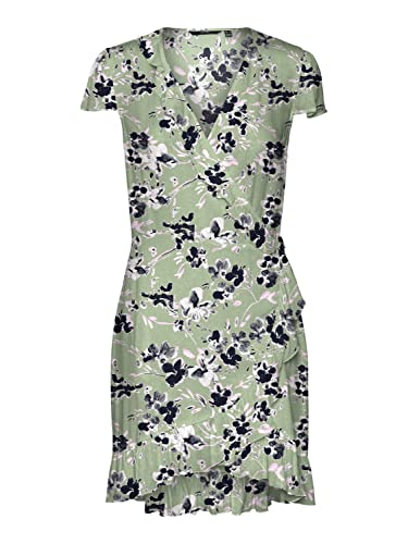 VERO MODA Vmmenny Short C/S Wrap Dress WVN Ga sukienka, Reseda/Aop: mille, XL