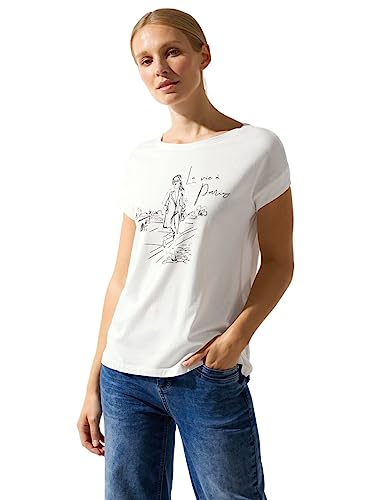 Street One Damska koszulka letnia z nadrukiem, Off White, 44