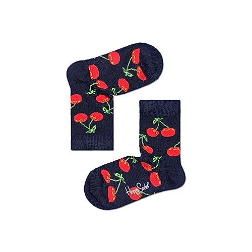 Happy Socks Cherry, kolorowe i zabawne, Skarpety dla dzieci, Niebieski (2-3Y)