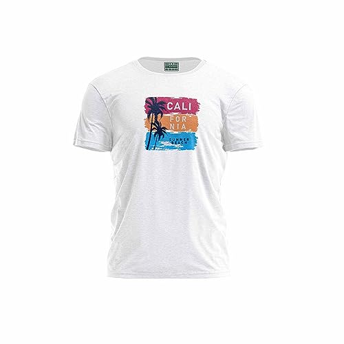 Green Fish, Męski T-shirt z cyfrowym nadrukiem,% 100 bawełna, biały, na co dzień, męskie topy, rozmiar: M, biały, M
