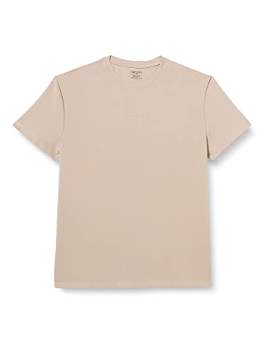 DeFacto Męski t-shirt oversize z krótkim rękawem - Basic okrągły dekolt T-shirt dla mężczyzn, beżowy, L