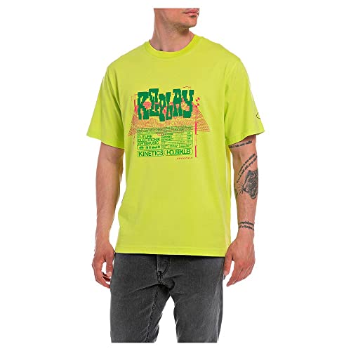Replay Męski T-shirt M6509, zielony, L (DE), 732 Zielony, L