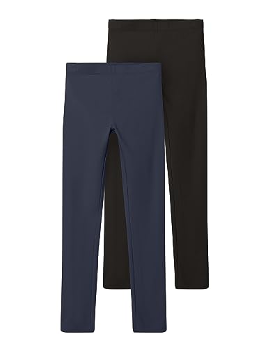 NAME IT Dziewczęce legginsy NKFVIVIAN 2P L NOOS, ciemny szafir/opakowanie: pakowane z czarnym, 110/116