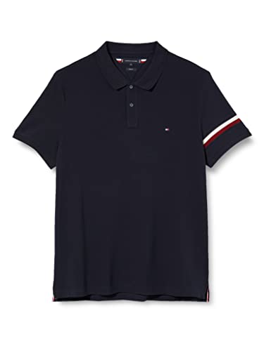 Tommy Hilfiger Męska koszulka polo Global STP Placement Reg S/S, Pustynne niebo, XS
