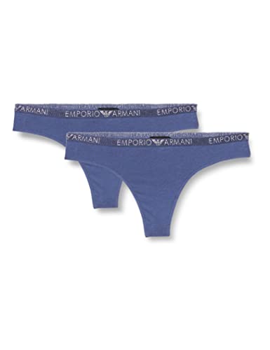 Emporio Armani Women's Basic Cotton Thong Majtki Stringi (Paczka 2) Damskie, Denim, M