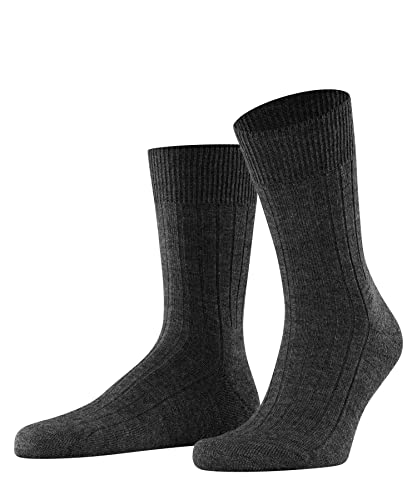 FALKE Mężczyźni Skarpety Teppich Im Schuh M SO Wełna Merynosa jednokolorowe 1 Para, Szary (Dark Grey 3070), 41-42