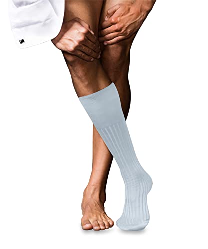 FALKE Mężczyźni Podkolanówki No. 13 M KH Najlepsza Bawełna długie jednokolorowe 1 Para, Niebieski (Light Blue 6594), 41-42