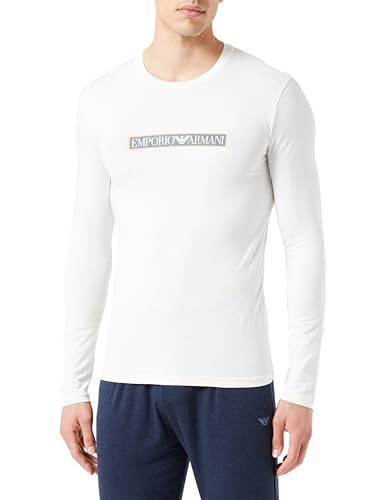 Emporio Armani Męski T-shirt z logo Crew Neck, kremowy, M