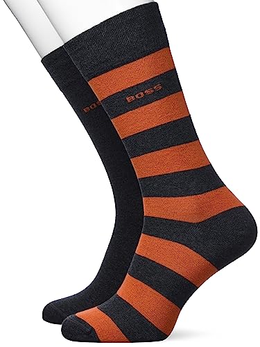 BOSS Męskie skarpetki 2P RS BlockStrCol CC Regular Socks, ciemnopomarańczowe, 40-46, ciemnopomarańczowy, 46 EU