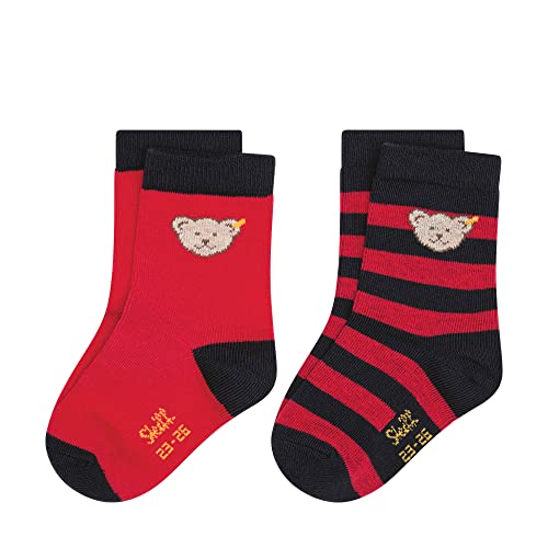 Steiff Unisex dziecięce Mini Basic skarpety, 2 sztuki w opakowaniu GOTS, Tango Red, 26