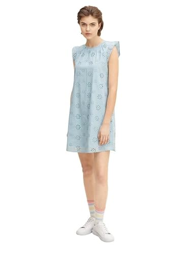 TOM TAILOR Denim Damski sukienka z haftem z dziurkami 1031322, 26298 - Calm Cloud Blue, L