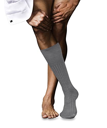 FALKE Mężczyźni Podkolanówki No. 13 M KH Najlepsza Bawełna długie jednokolorowe 1 Para, Szary (Mid Grey Melange 3530), 45-46