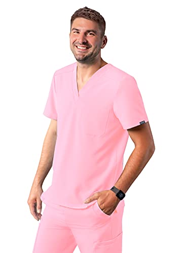 Adar Addition Scrubs dla mężczyzn - klasyczny top z dekoltem w serek, delikatny róż, XXS