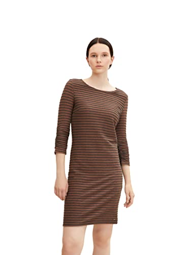 TOM TAILOR Denim Damski sukienka w paski 1033612, 30606 - Grey Amber Structure Stripe, L