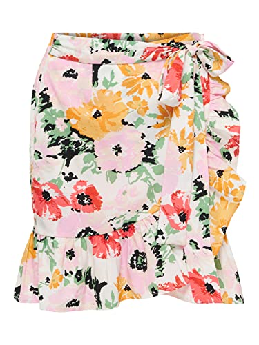 Only Onlolivia Wrap Skirt Wvn Noos Damska spódnica, Cloud Dancer/Kamil Flower, XS