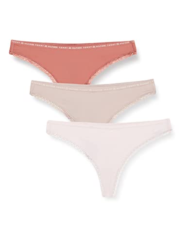 Tommy Hilfiger Majtki damskie stringi, Mineralizacja/zrównoważony beż/jasnoróżowy, M