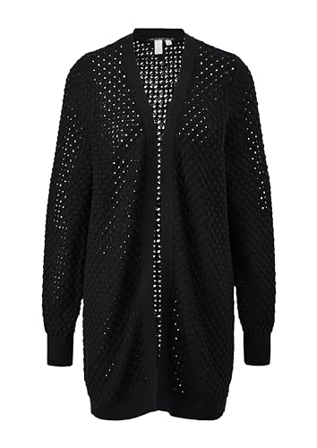 s.Oliver Sales GmbH & Co. KG/s.Oliver Damski długi kardigan z wzorem Ajour, długi kardigan ze wzorem Ajour, czarny, XS