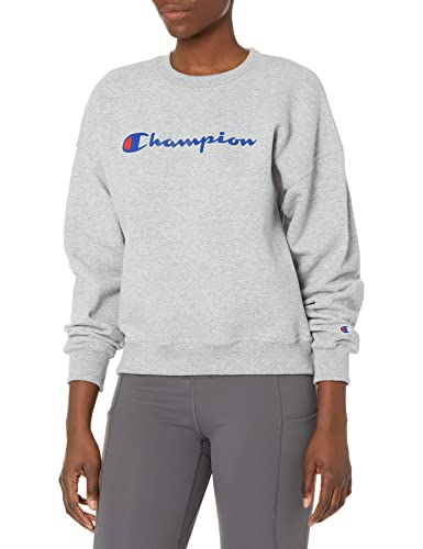 Champion Damska bluza Powerblend Relaxed Crew, sitodrukowa bluza, Oxford Gray-y08113, rozmiar S