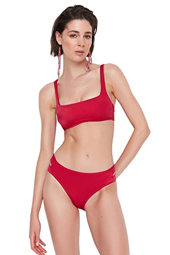 Trendyol Damski normalny stan normalny dół od bikini, czerwony (bordowy), 40