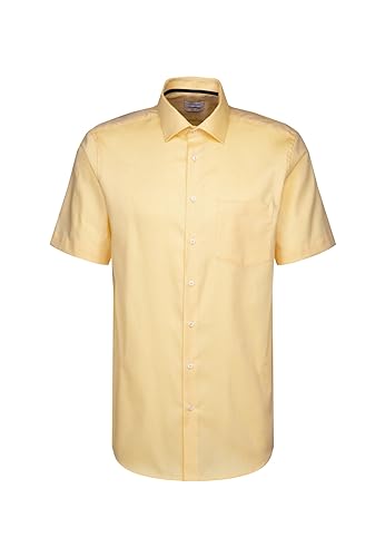 Seidensticker Męska koszula z krótkim rękawem, regular fit, żółta, 48, żółty, 48