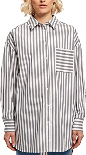 Urban Classics Damska koszulka oversize w paski, biała/ciemna, rozmiar 3XL, Biały/ciemnoszare cienie, 3XL