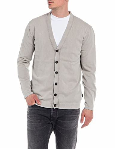Replay Męska kurtka z dzianiny z zapięciem na guziki, 104 Warm Grey, XL