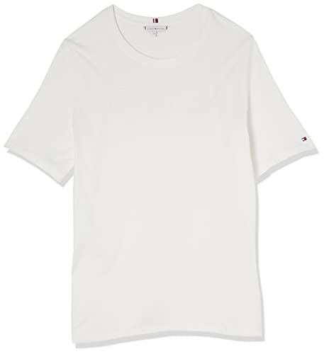 Tommy Hilfiger Damskie reg High Shine Emb C-Nk Ss S/S dzianinowe topy, ecru, 3XL, Ecru, 3XL