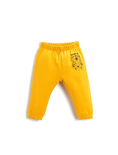 Koton Spodnie dresowe z nadrukiem Baby Boy Jogger Cotton Elastic Waist, żółty (170), 12-18 miesi?cy