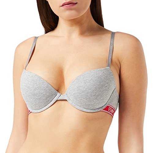 Emporio Armani Underwear Iconic damska opaska z logo Push Up Bra, jasnoszara melange, 34C