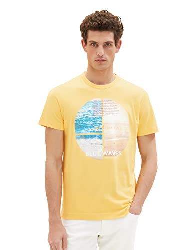 TOM TAILOR Koszulka męska 1036323, 16719-Corn Yellow, S, 16719 - żółty kukurydziany, S