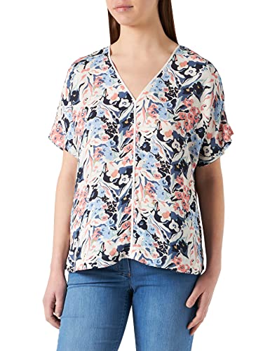 s.Oliver BLACK LABEL Damska bluzka z krótkim rękawem, luźna bluza Fit, kremowa, 36