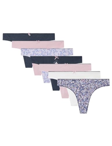 Women'secret Pack 7 Stringi bawełniane z nadrukiem, Różowy, M