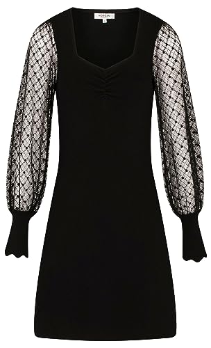 Morgan damska sukienka z dzianiny z długim rękawem 222-RMGRAPH czarna TS, czarny, S