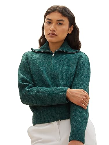 TOM TAILOR Denim Damski kardigan z dzianiny, 10592 - Midnight Forest Green Mélange, M