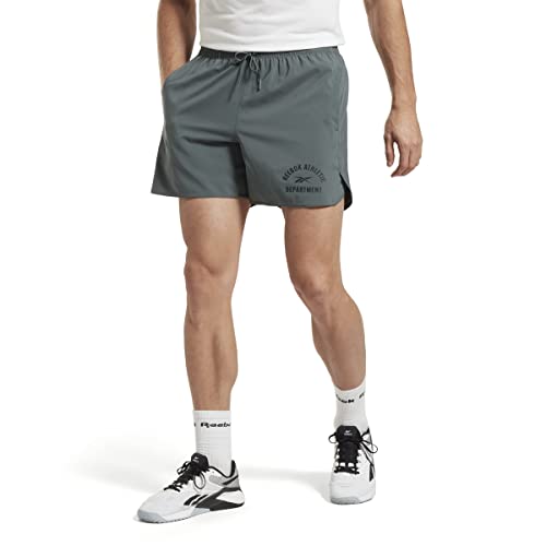 Reebok Męskie tkane szorty z grafiką pociągu, zielony kredowy, S, Zielona kreda, S