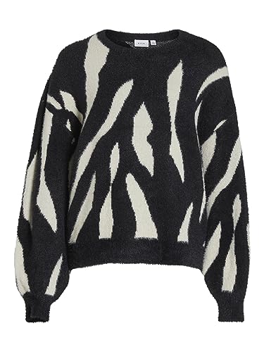 Vila Juli Jaquard L/S Knit Top -Noos, czarny, M