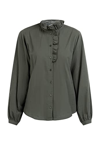 DreiMaster Vintage Damska bluzka z długim rękawem teylon 37324859, ciemnooliwkowa, M, Mięta dymna, M