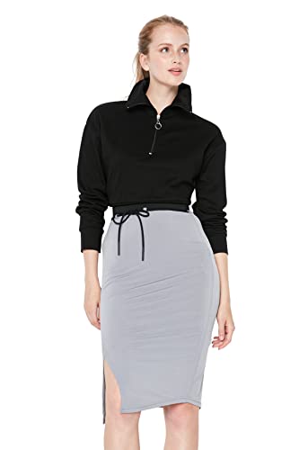 TRENDYOL Damska spódnica midi Bodycon z dzianiny, Grau, S