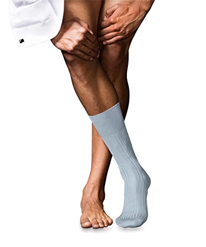 FALKE Mężczyźni Skarpety No. 10 M SO Czysta Bawełna Fil d'Ecosse jednokolorowe 1 Para, Niebieski (Light Blue 6594), 39-40