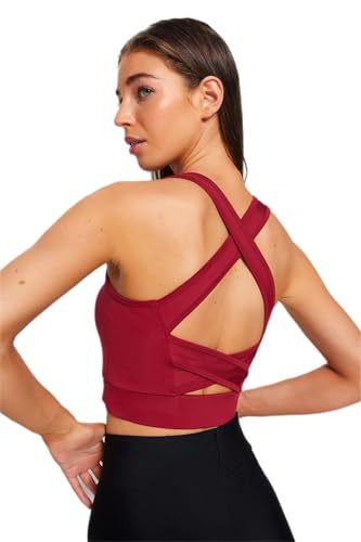 Trendyol FeMan Sportswear Crop Square Collar dzianinowy biustonosz sportowy, ciemny magenta, XS, Ciemny magenta, XS