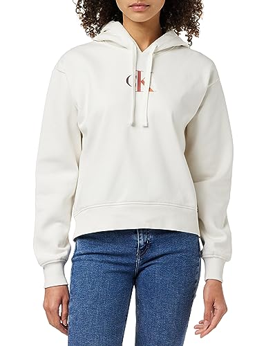 Calvin Klein Jeans Damska bluza z kapturem Gradient Ck, kość słoniowa, XXL