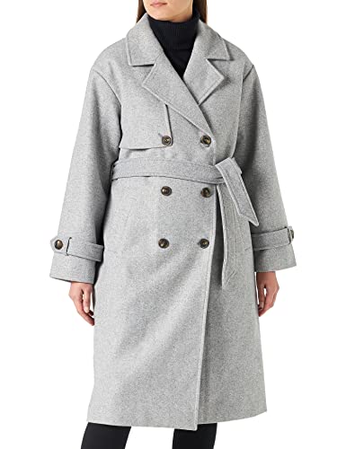 VERO MODA Damski płaszcz Vmfortune Long Trench Coat Ga Boos, jasnoszary melanżowy, S