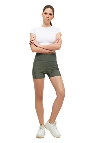 Trendyol Damska odzież sportowa z wysokim stanem skinny fit kurtki motocyklowe legginsy sportowe, Khaki, X-Small