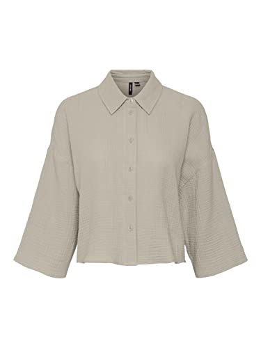 VERO MODA Damska koszulka Vmnatali Crop Shirt WVN Noos Top, Silver Lining, L