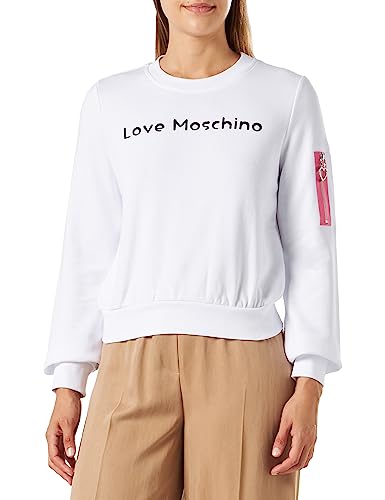 Love Moschino Damska bluza o regularnym kroju z okrągłym dekoltem, długi rękaw, Optical White, rozmiar 44, optical white