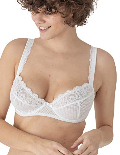 Maison Lejaby - Biustonosz Balconnet Duży Rozmiar Koronka Calais Gaby Damski, biały, M