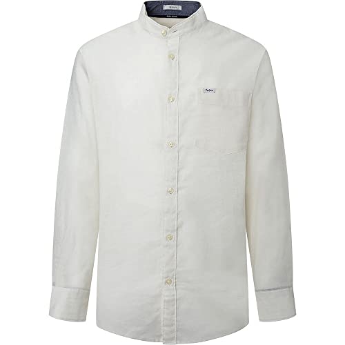 Pepe Jeans Męska koszula LEVENSHULME, biała, XL, Off-White, XL