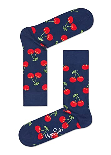 Happy Socks Cherry Sock, kolorowe i zabawne, skarpetki dla kobiet i mężczyzn, Niebieski-Zielony-Czerwony (41-46)