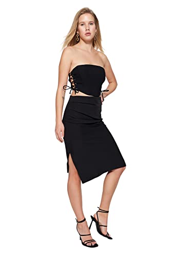 Trendyol Damska spódnica ołówkowa tkana, Czarny, 64