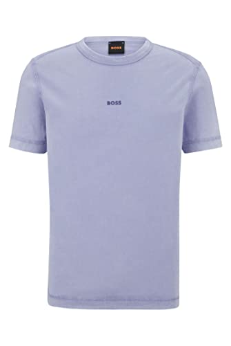 BOSS Męski T-shirt Tokks z bawełnianego dżerseju z nadrukiem logo, bez S, Light/Pastel Purple538, S